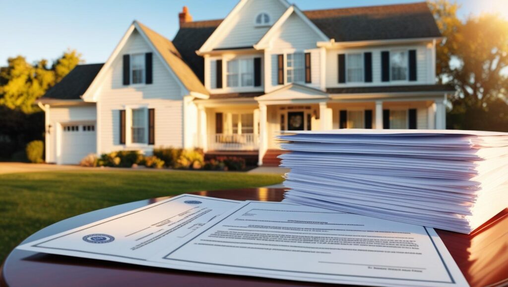 image of a house next to legal documents to represent estate planning