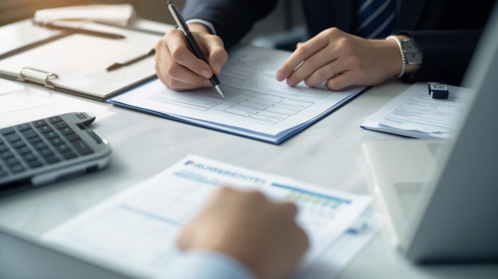 business paperwork being completed